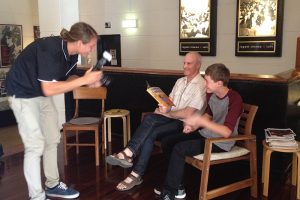 Matt Ottley and Kyle Green working on Home and Away DVD
