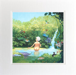 Mrs Millie bathing in a natural pond - artwork by Matt Ottley